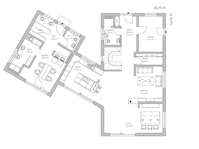 Fertighaus Modern 240 von FischerHaus Schlüsselfertig ab 696960€, Pultdachhaus Grundriss 1