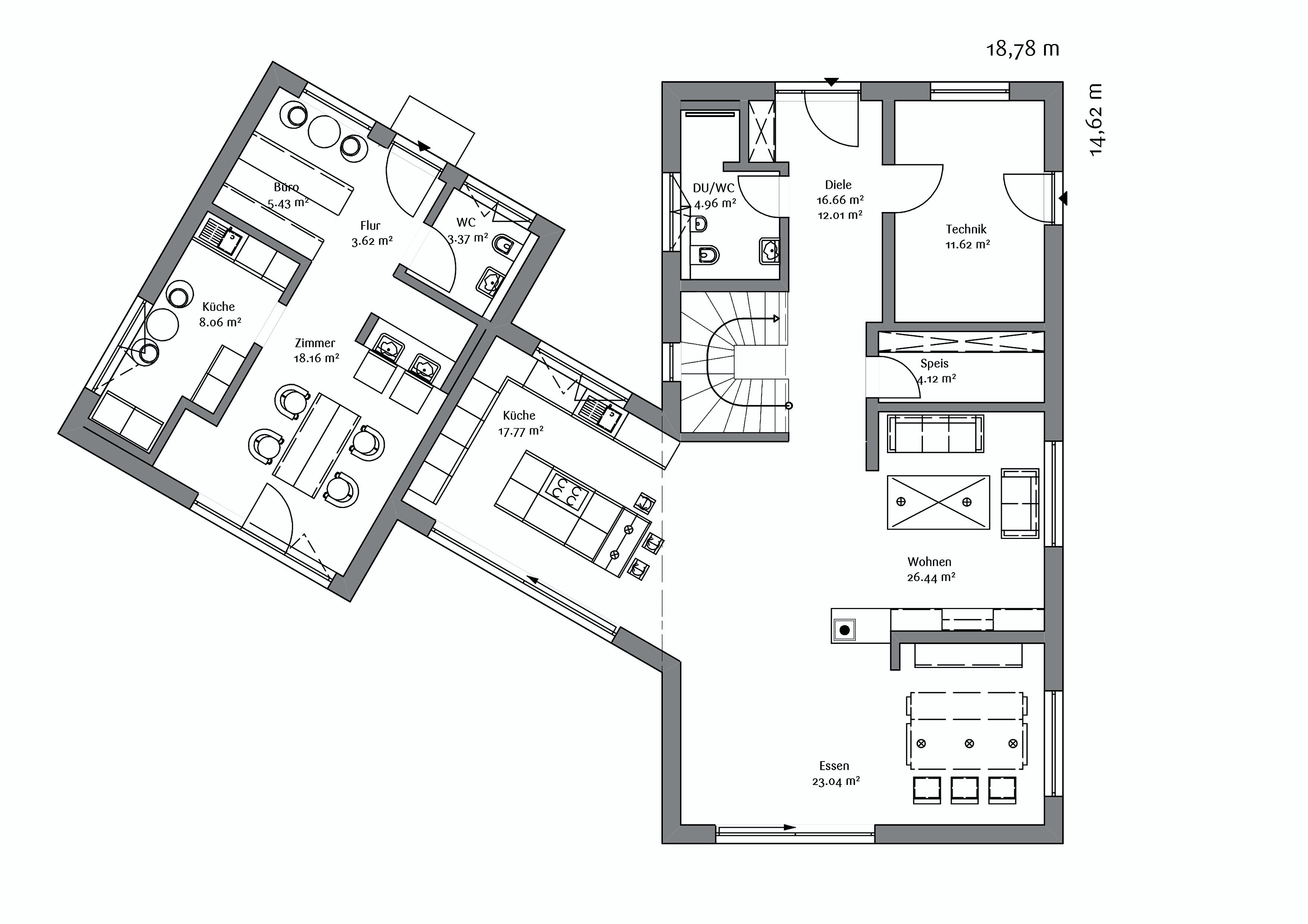 Fertighaus Modern 240 von FischerHaus Schlüsselfertig ab 528000€, Pultdachhaus Grundriss 1