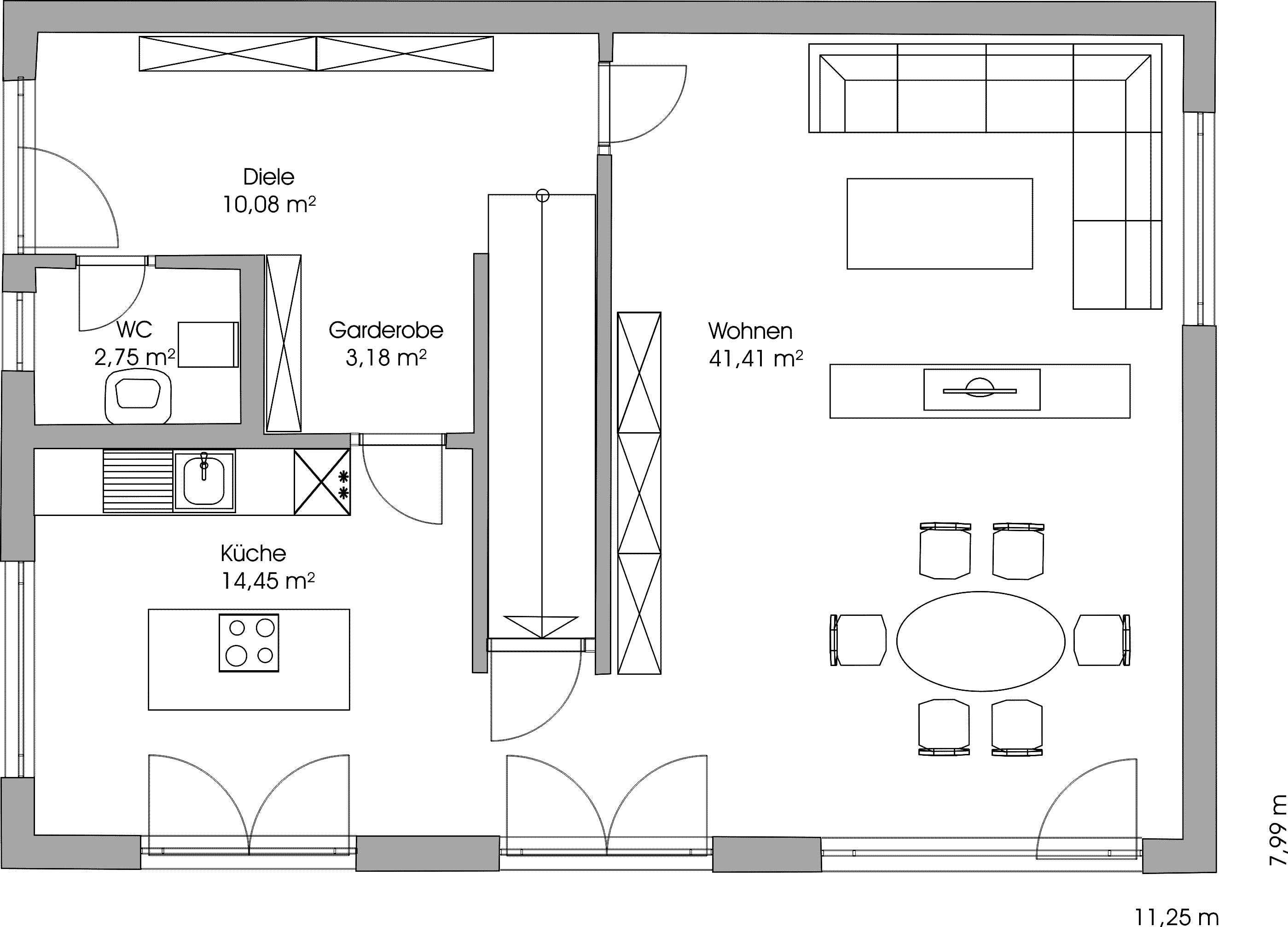 Fertighaus Modern 173 von FischerHaus Schlüsselfertig ab 380600€, Cubushaus Grundriss 1
