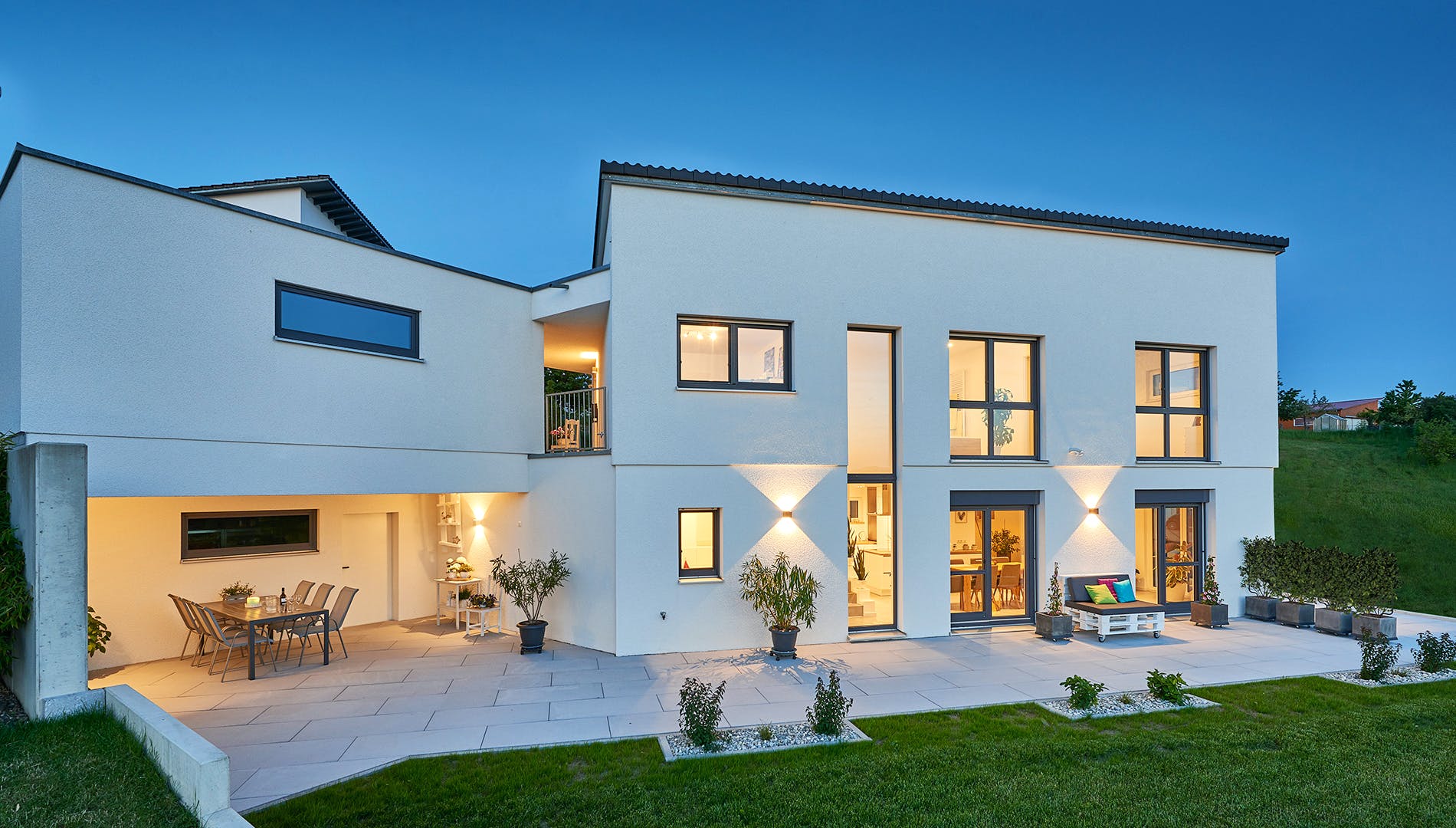 Fertighaus Haus Irtenkauf von Fertighaus WEISS Schlüsselfertig ab 414000€, Pultdachhaus Außenansicht 1