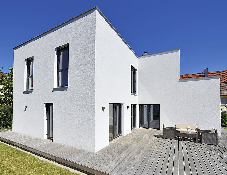 Fertighaus Haus Jacobi von Fertighaus WEISS Schlüsselfertig ab 440000€, Cubushaus Außenansicht 2
