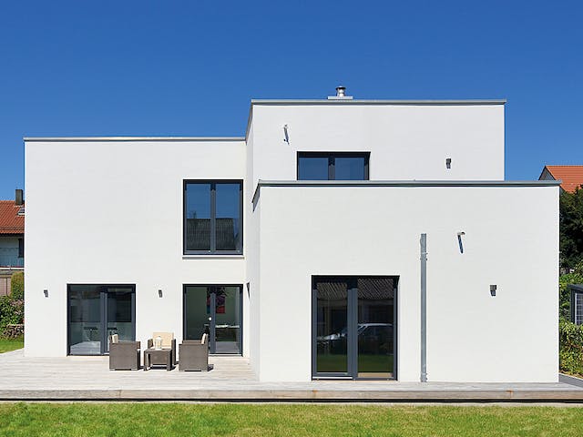 Fertighaus Haus Jacobi von Fertighaus WEISS Schlüsselfertig ab 440000€, Cubushaus Außenansicht 3
