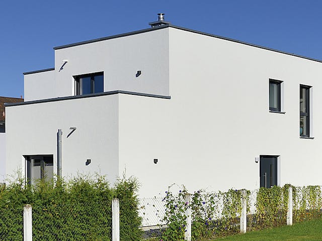 Fertighaus Haus Jacobi von Fertighaus WEISS Schlüsselfertig ab 440000€, Cubushaus Außenansicht 4