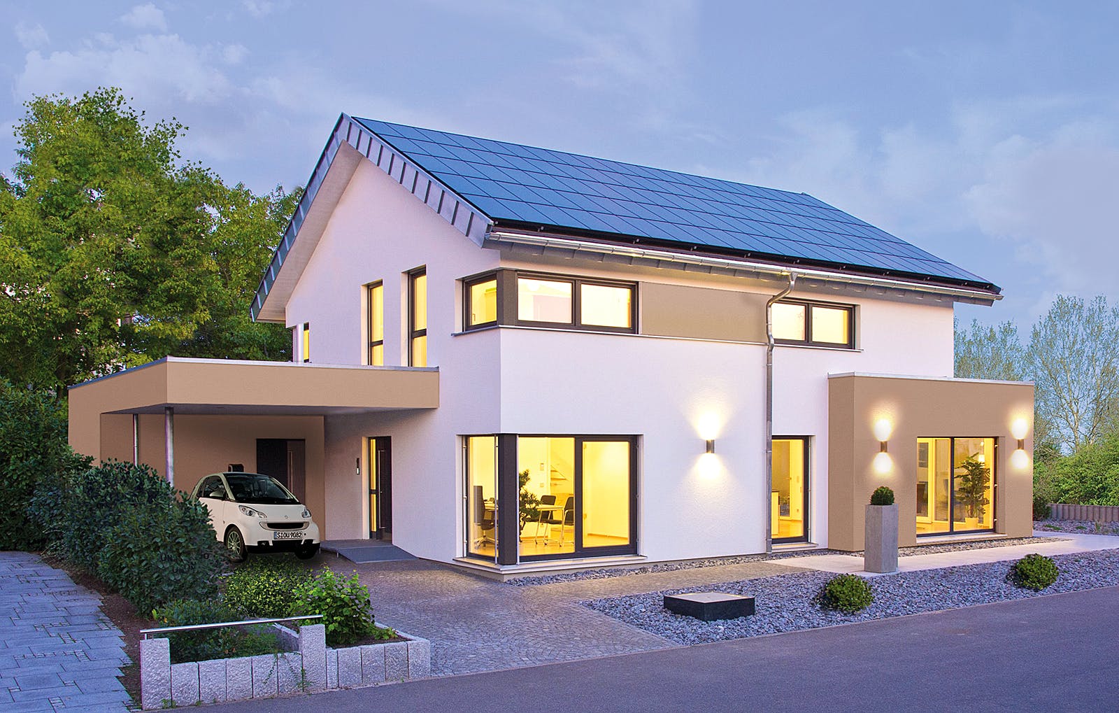 Fertighaus MH FUTURE Mannheim von Fertighaus WEISS Schlüsselfertig ab 416000€, Satteldach-Klassiker Außenansicht 1