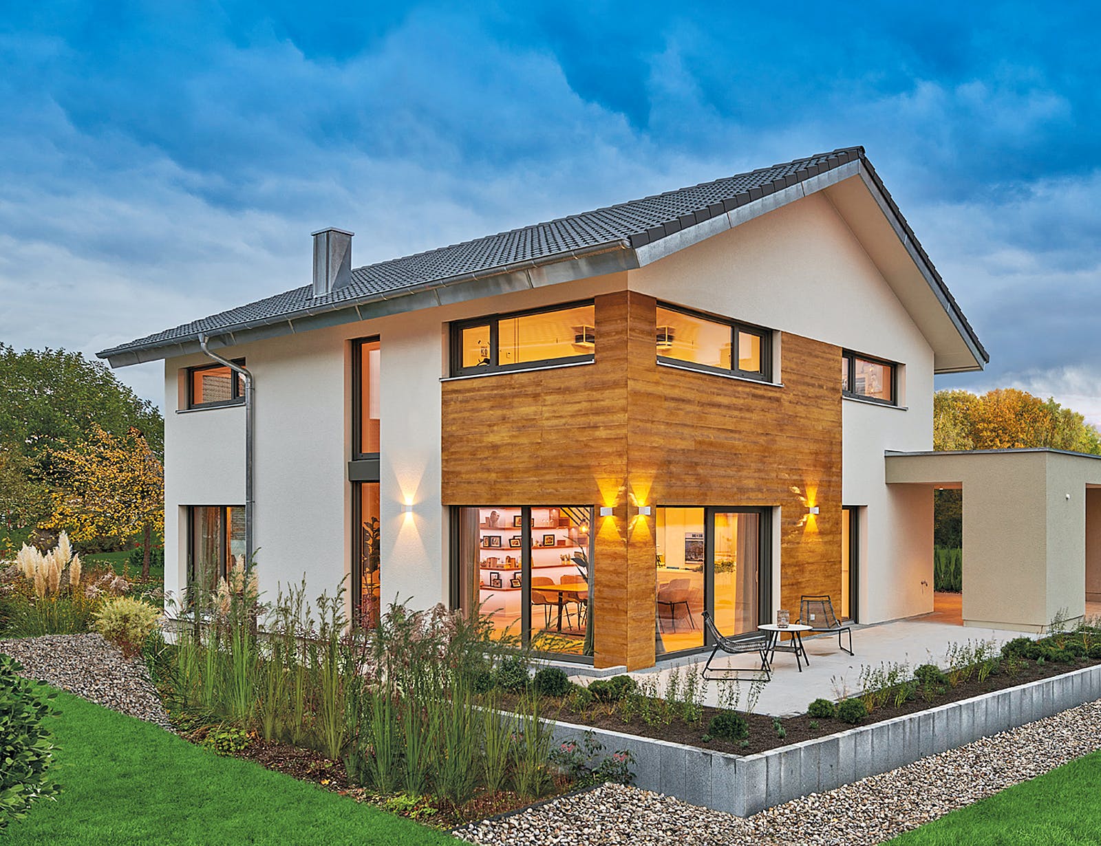 Fertighaus MH Balance Poing von Fertighaus WEISS Schlüsselfertig ab 472246€, Satteldach-Klassiker Außenansicht 1