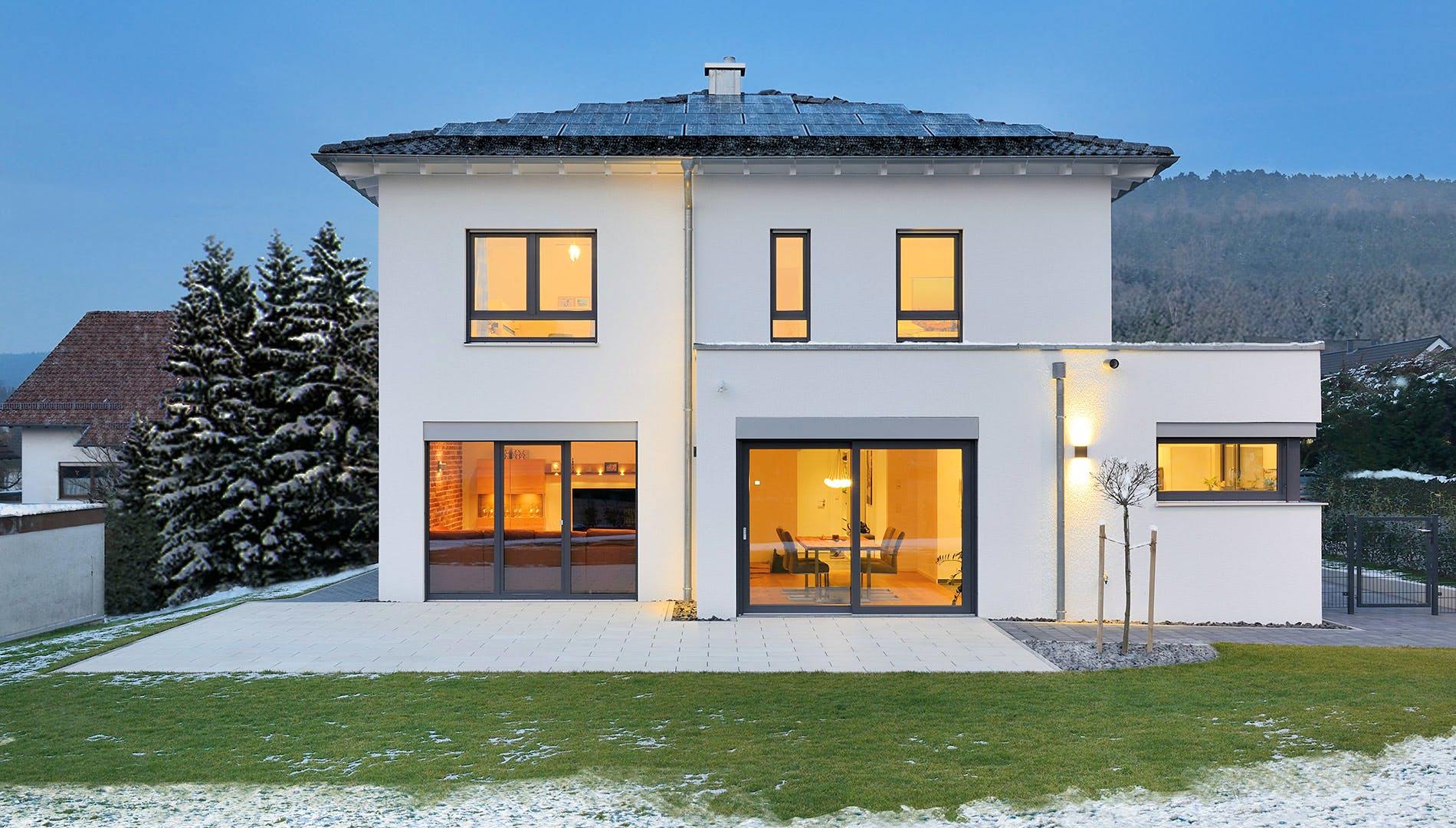 Fertighaus Haus Schmidt von Fertighaus WEISS Schlüsselfertig ab 398000€, Stadtvilla Außenansicht 1