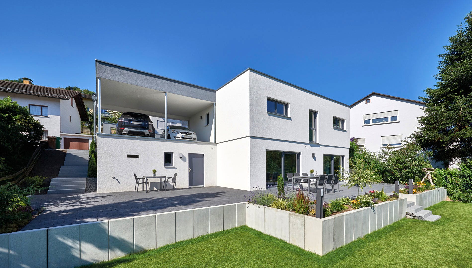 Fertighaus Haus Schneider von Fertighaus WEISS, Cubushaus Außenansicht 2