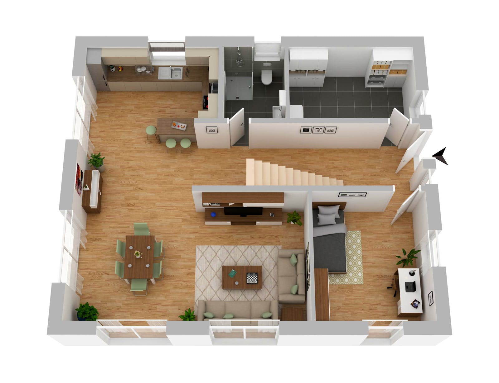 Massivhaus Stadthaus Münster von FIBAV Massivhaus, Satteldach-Klassiker Grundriss 1
