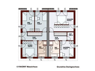 Massivhaus Finesse 104 von FAVORIT Massivhaus, Pultdachhaus Grundriss 2