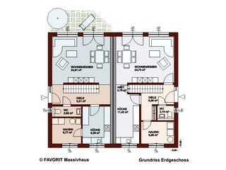 Massivhaus Finesse 104 von FAVORIT Massivhaus, Pultdachhaus Grundriss 1