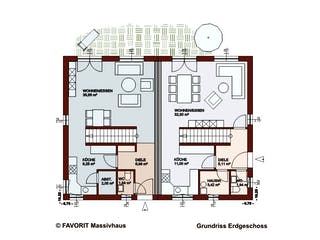 Massivhaus Finesse 107 von FAVORIT Massivhaus, Satteldach-Klassiker Grundriss 1