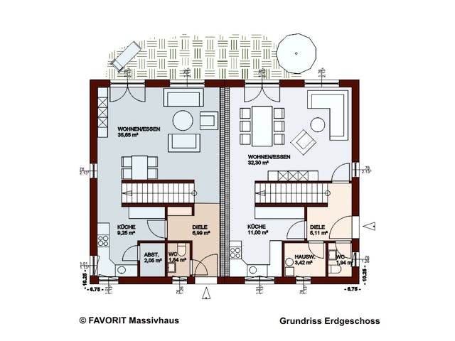 Massivhaus Finesse 107 (inactive) von Favorit Massivhaus, Satteldach-Klassiker Grundriss 1