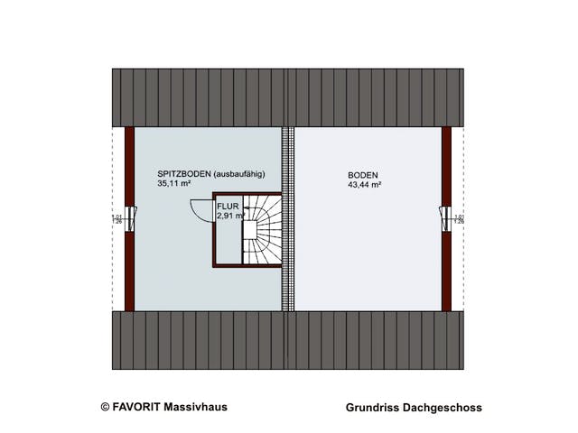 Massivhaus Finesse 110 von FAVORIT Massivhaus Schlüsselfertig ab 314870€, Satteldach-Klassiker Grundriss 3