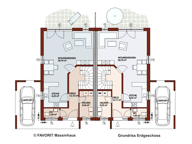 Massivhaus Finesse 110 von FAVORIT Massivhaus Schlüsselfertig ab 314870€, Satteldach-Klassiker Grundriss 1