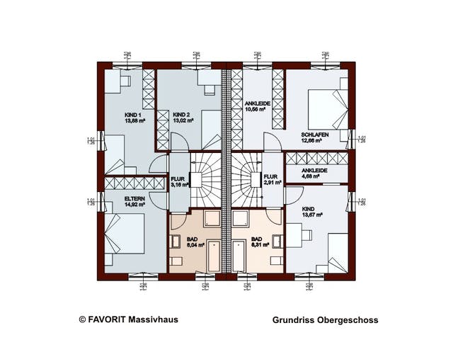 Massivhaus Finesse 110 von Favorit Massivhaus Schlüsselfertig ab 327470€, Satteldach-Klassiker Grundriss 2