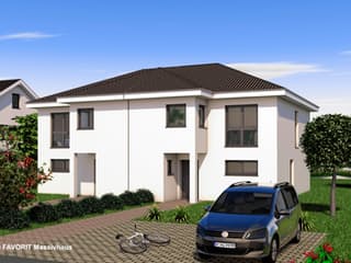 Massivhaus Finesse 124 von FAVORIT Massivhaus Schlüsselfertig ab 304180€, Stadtvilla Außenansicht 2