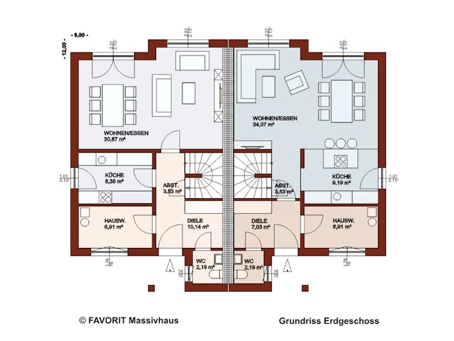 Massivhaus Finesse 124 von FAVORIT Massivhaus Schlüsselfertig ab 304180€, Stadtvilla Grundriss 1 Massivhaus Finesse 124 von FAVORIT Massivhaus Schlüsselfertig ab 304180€, Stadtvilla Grundriss 1