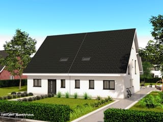 Massivhaus Finesse 129 von FAVORIT Massivhaus Schlüsselfertig ab 318520€, Satteldach-Klassiker Außenansicht 2