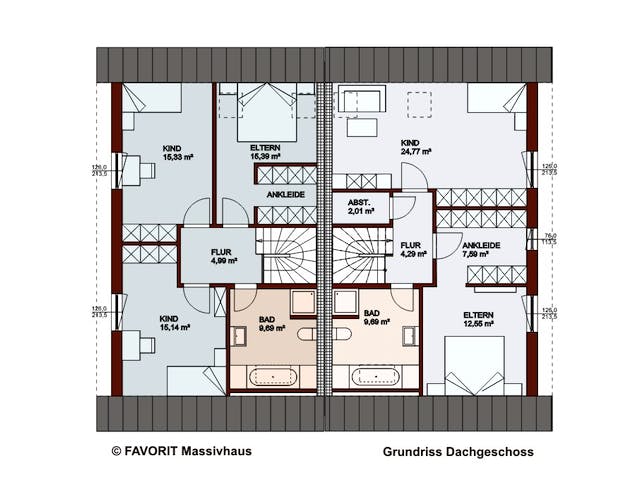 Massivhaus Finesse 129 von FAVORIT Massivhaus Schlüsselfertig ab 318520€, Satteldach-Klassiker Grundriss 2