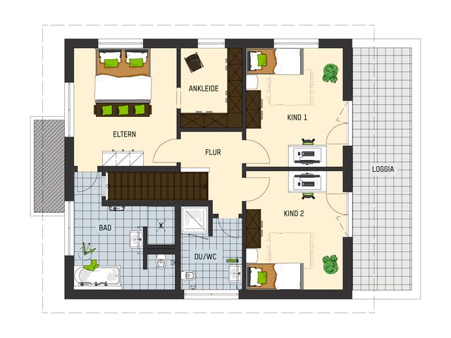 Fertighaus MH Würzburg - ARTIS 350 von FingerHaus Schlüsselfertig ab 481777€, Satteldach-Klassiker Grundriss 2