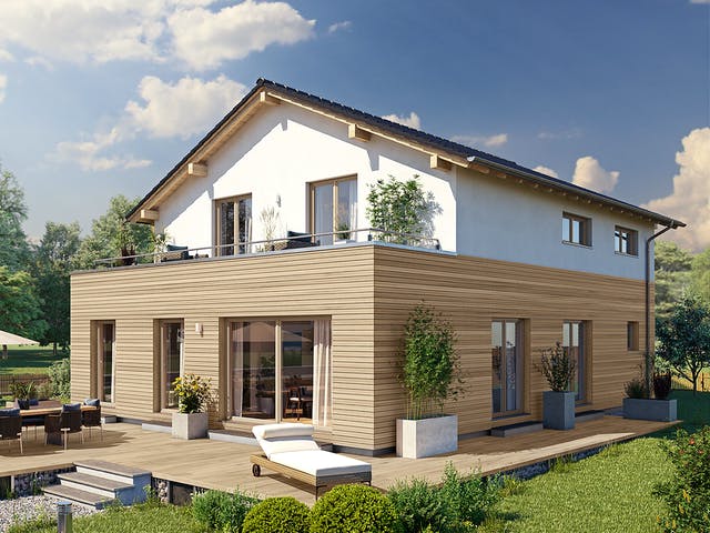 Fertighaus ARTIS 350 S215 von FingerHaus Schlüsselfertig ab 426441€, Satteldach-Klassiker Außenansicht 1