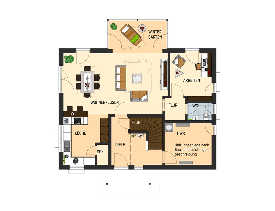 Fertighaus MH Frankenberg - JUNO 402 von FingerHaus Schlüsselfertig ab 387347€, Satteldach-Klassiker Grundriss 1