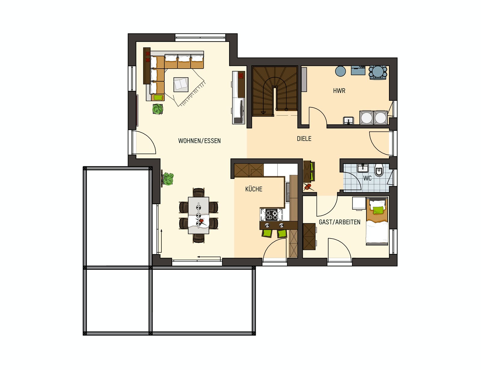Fertighaus MH Frankenberg - MEDLEY 3.0 300 B von FingerHaus Schlüsselfertig ab 423293€, Stadtvilla Grundriss 1