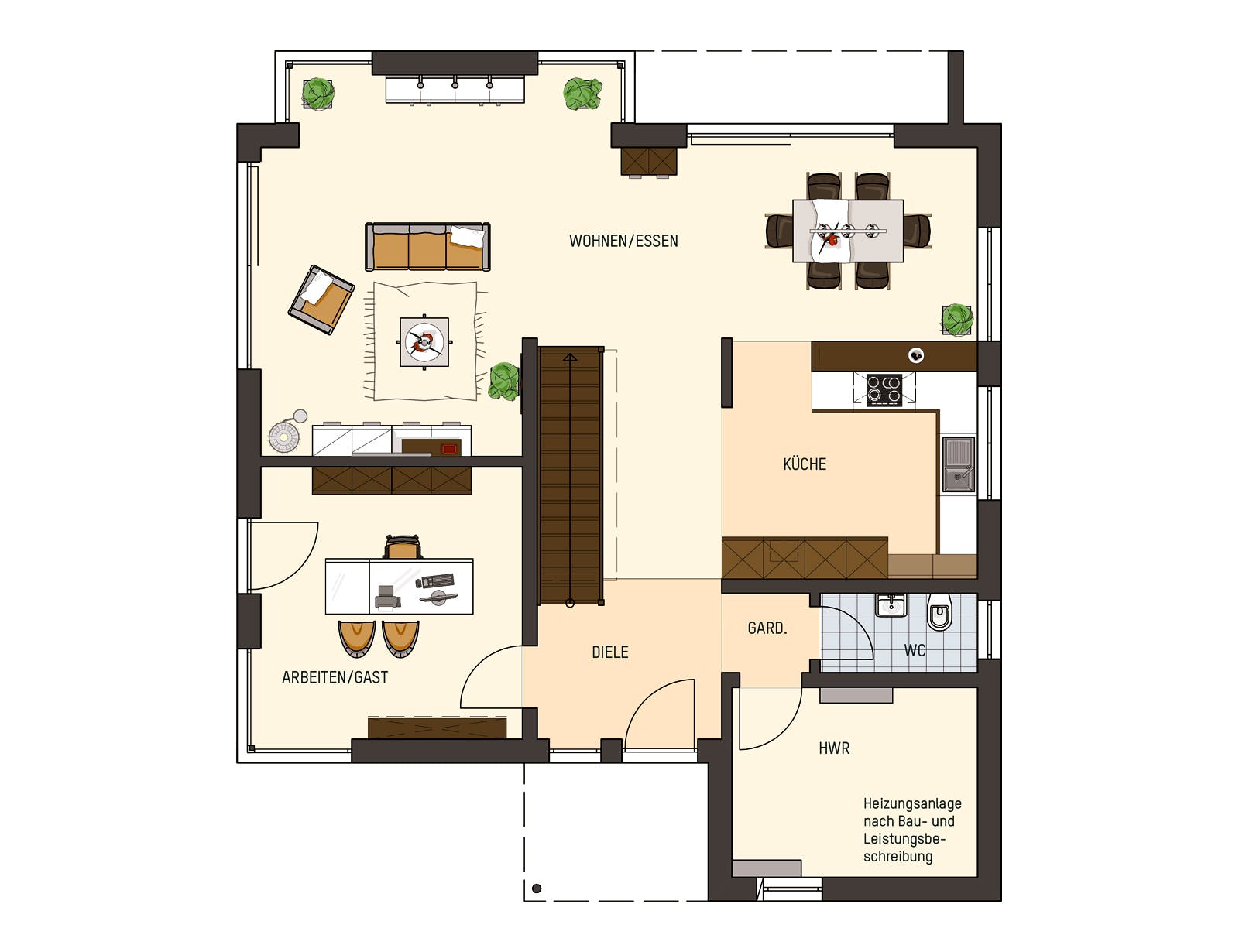 Fertighaus MH Fellbach - MEDLEY 3.0 300 B von FingerHaus Schlüsselfertig ab 460837€, Satteldach-Klassiker Grundriss 1
