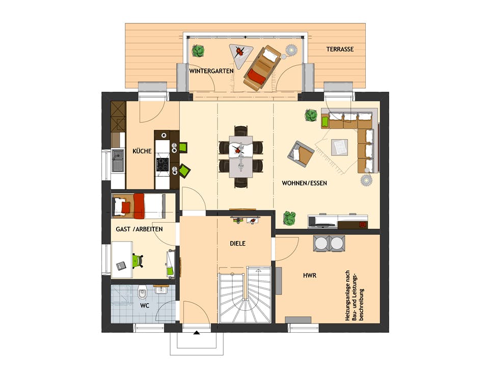 Fertighaus MEDLEY 3.0 410 B S130 WG von FingerHaus Schlüsselfertig ab 367455€, Satteldach-Klassiker Grundriss 1