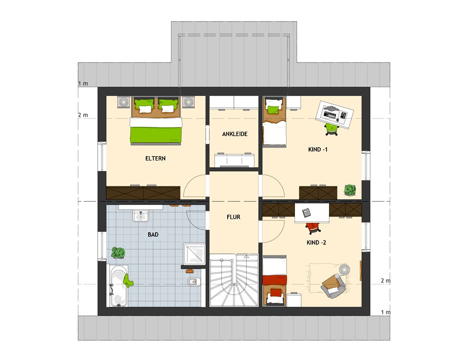 Fertighaus MEDLEY 3.0 410 B S130 WG von FingerHaus Schlüsselfertig ab 367455€, Satteldach-Klassiker Grundriss 2