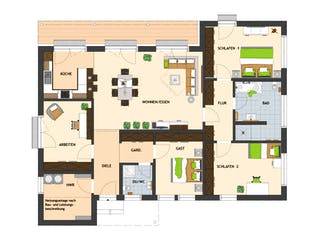 Fertighaus NIVO 140 F von FingerHaus Schlüsselfertig ab 356434€, Bungalow Grundriss 1