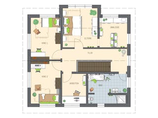 Fertighaus SENTO 403 D S215 von FingerHaus Schlüsselfertig ab 429702€, Satteldach-Klassiker Grundriss 2