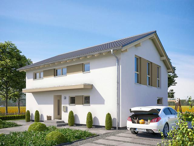 Fertighaus SENTO 504 K S130 von FingerHaus Schlüsselfertig ab 407310€, Satteldach-Klassiker Außenansicht 1