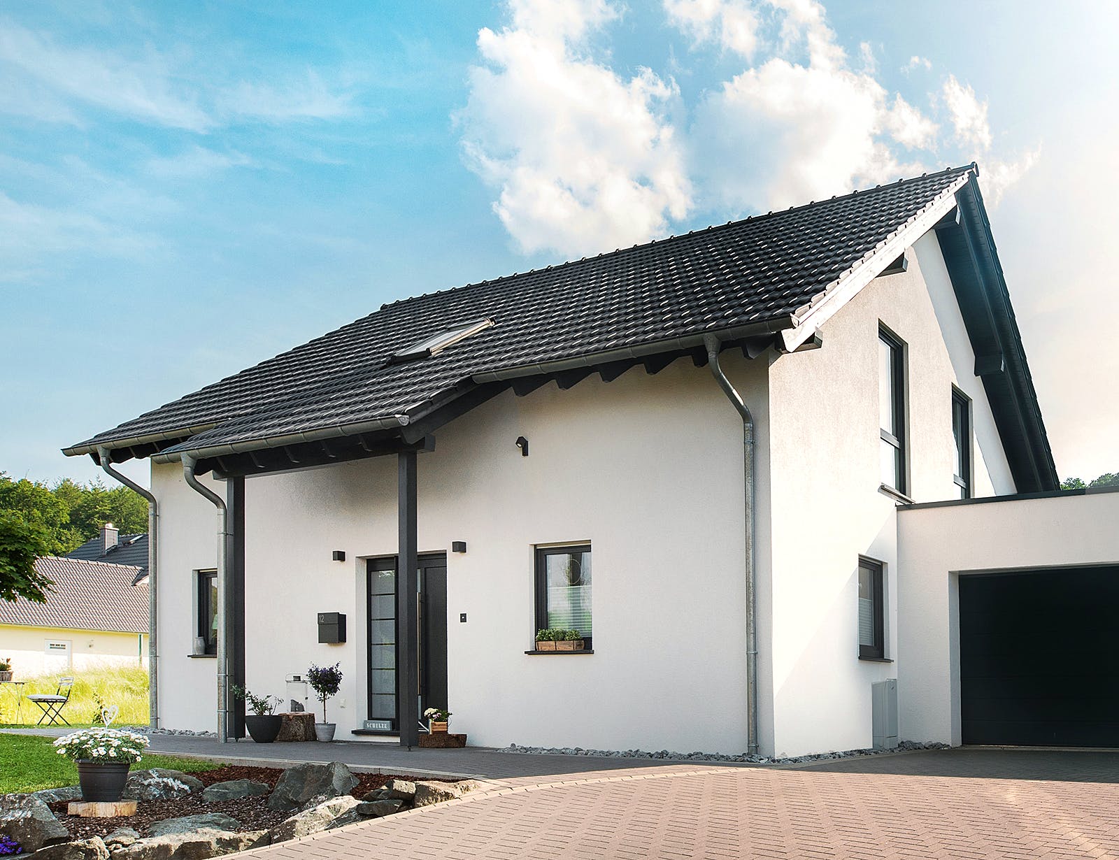 Fertighaus Amika von FINGERHUT-HAUS Schlüsselfertig ab 477247€, Satteldach-Klassiker Außenansicht 1