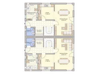 Fertighaus Duett 128 von Fingerhut Haus Schlüsselfertig ab 385280€, Satteldach-Klassiker Grundriss 1