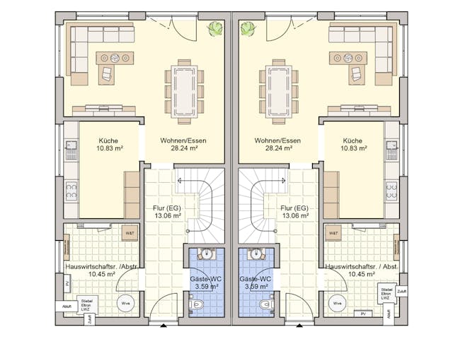 Fertighaus Duett 129 von Fingerhut Haus Schlüsselfertig ab 419366€, Cubushaus Grundriss 1
