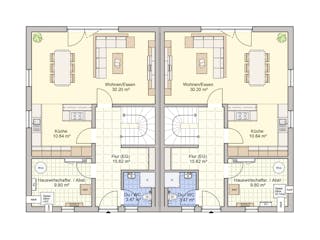 Fertighaus Duett 134 von Fingerhut Haus Schlüsselfertig ab 406558€, Satteldach-Klassiker Grundriss 1