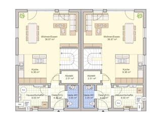 Fertighaus Duett 175 von Fingerhut Haus Schlüsselfertig ab 482163€, Pultdachhaus Grundriss 1