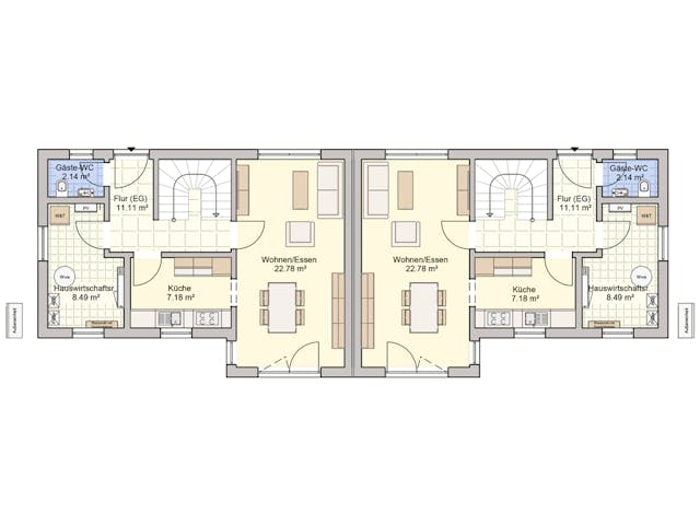 Fertighaus Duett 95 von Fingerhut Haus Schlüsselfertig ab 340691€, Satteldach-Klassiker Grundriss 1