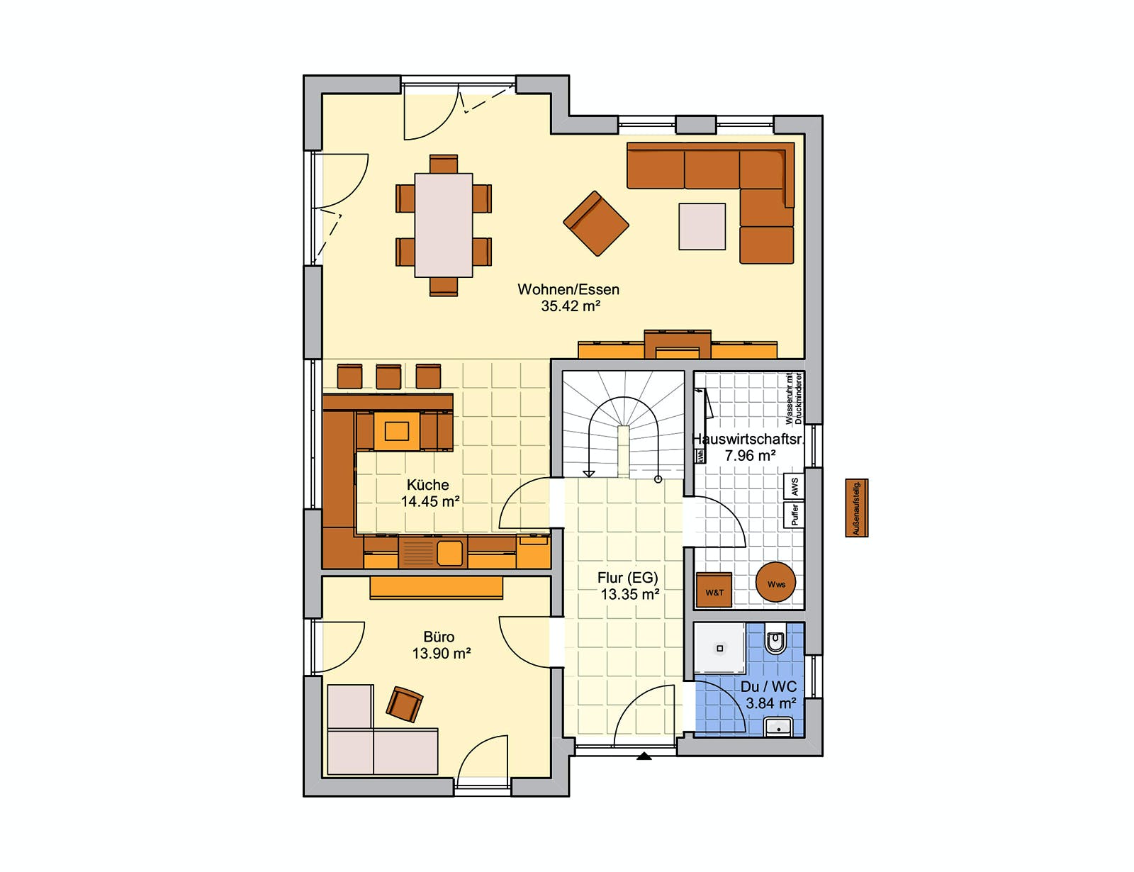 Fertighaus Granda von FINGERHUT-HAUS Schlüsselfertig ab 473876€, Pultdachhaus Grundriss 1