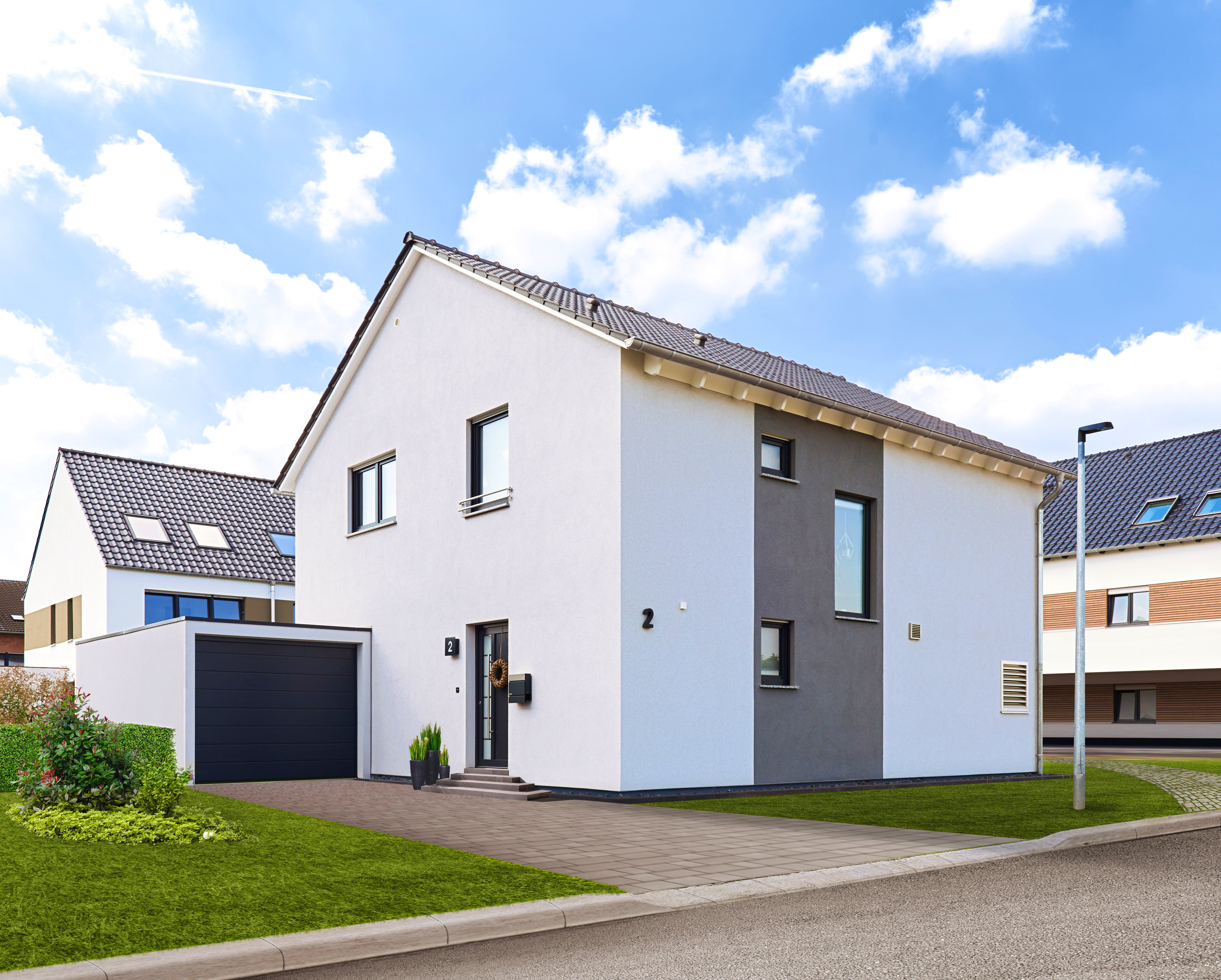 Fertighaus Juna von FINGERHUT-HAUS Schlüsselfertig ab 430488€, Satteldach-Klassiker Außenansicht 2