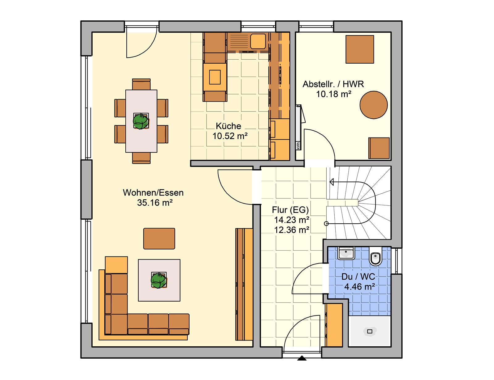 Fertighaus Juna von FINGERHUT-HAUS Schlüsselfertig ab 430488€, Satteldach-Klassiker Grundriss 1