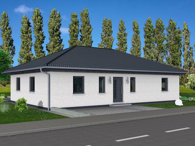 Fertighaus Junto 160 von Fingerhut Haus Schlüsselfertig ab 521828€, Bungalow Außenansicht 1 Fertighaus Junto 160 von Fingerhut Haus Schlüsselfertig ab 521828€, Bungalow Außenansicht 1