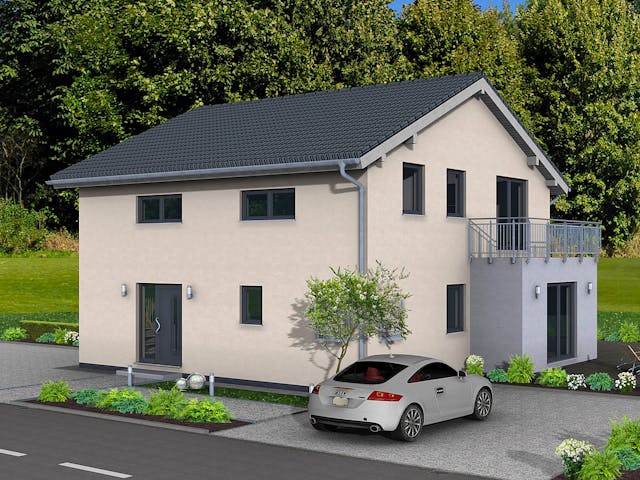 Fertighaus Junto 173 von Fingerhut Haus Schlüsselfertig ab 553012€, Satteldach-Klassiker Außenansicht 1