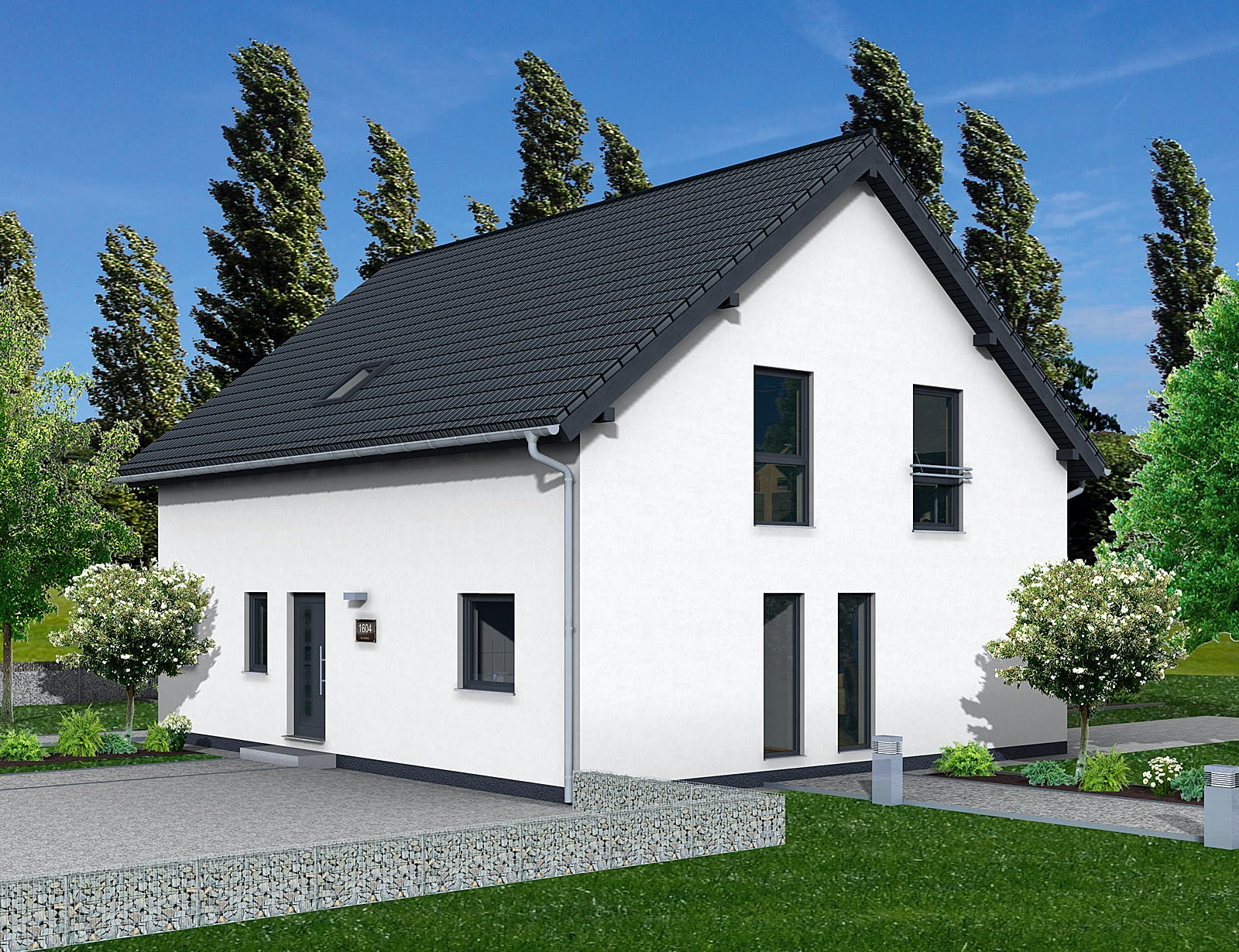 Fertighaus Junto 175 von FINGERHUT-HAUS Schlüsselfertig ab 536992€, Satteldach-Klassiker Außenansicht 2