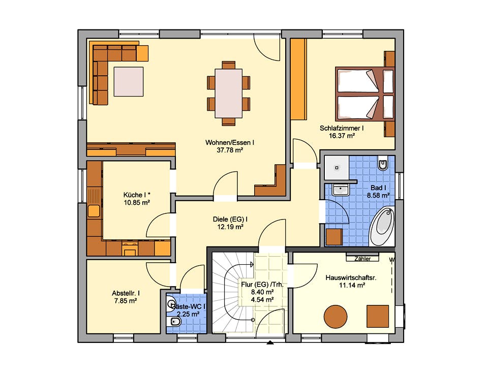 Fertighaus Junto 225 von FINGERHUT-HAUS Schlüsselfertig ab 620281€, Satteldach-Klassiker Grundriss 1