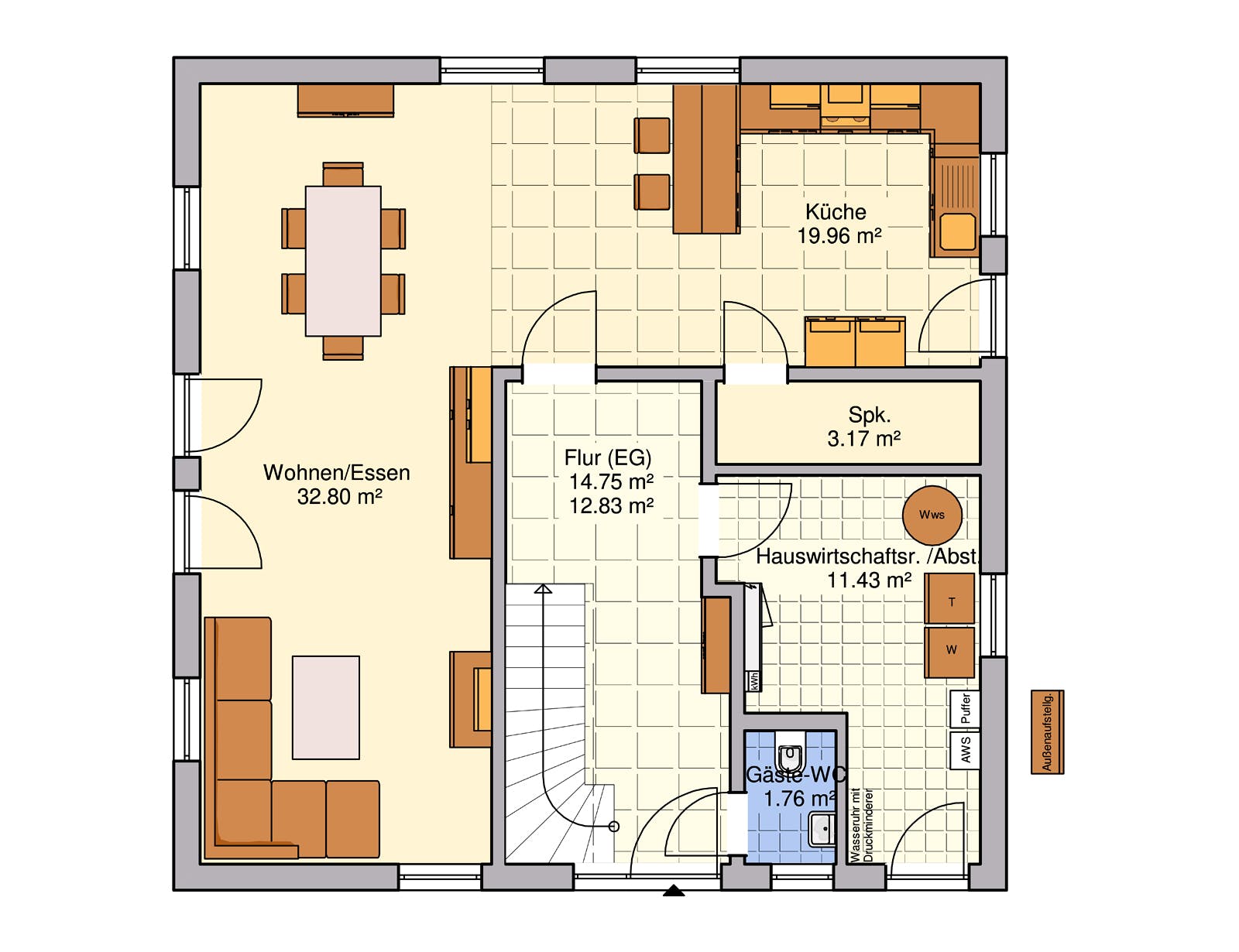 Fertighaus Lando von FINGERHUT-HAUS Schlüsselfertig ab 434320€, Satteldach-Klassiker Grundriss 1