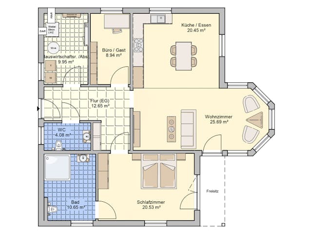 Fertighaus Libereco von Fingerhut Haus Schlüsselfertig ab 407457€, Bungalow Grundriss 1