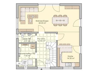 Fertighaus Lissabon von Fingerhut Haus Schlüsselfertig ab 377111€, Satteldach-Klassiker Grundriss 1