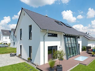 Fertighaus Luma von Fingerhut Haus Schlüsselfertig ab 486875€, Satteldach-Klassiker Außenansicht 1